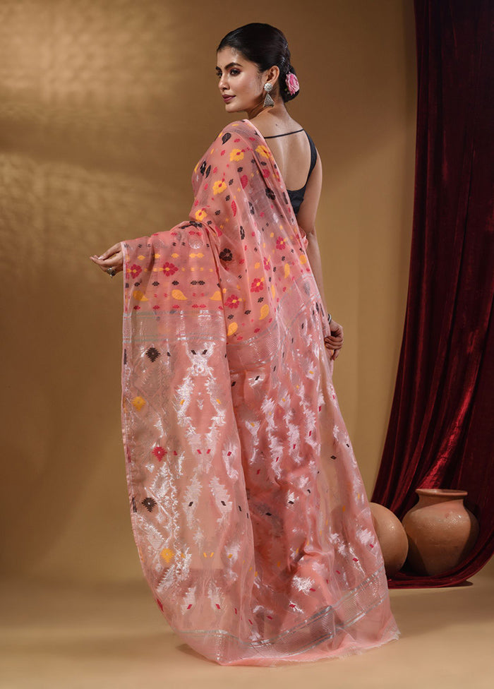 Pink Tant Jamdani Saree With Blouse Piece - Indian Silk House Agencies