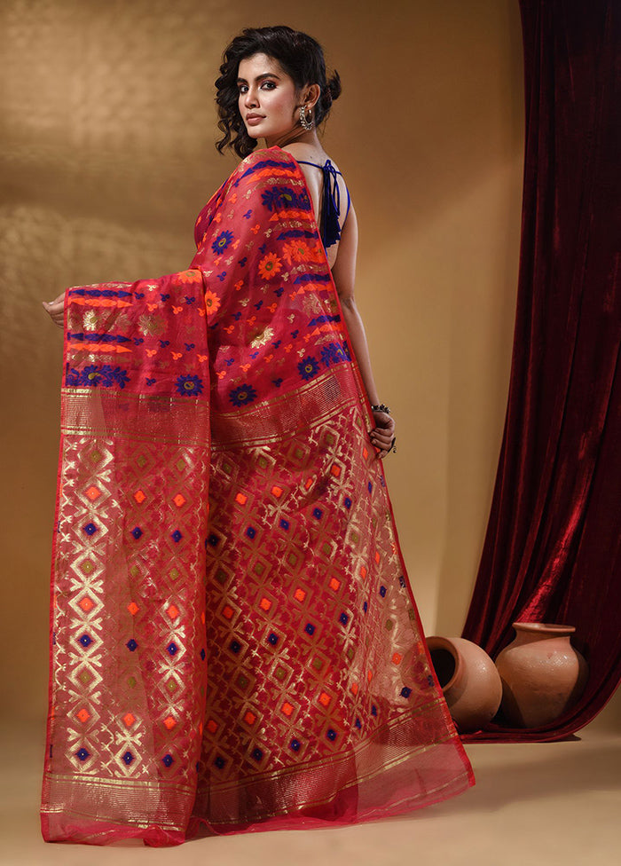 Pink Tant Jamdani Saree With Blouse Piece - Indian Silk House Agencies