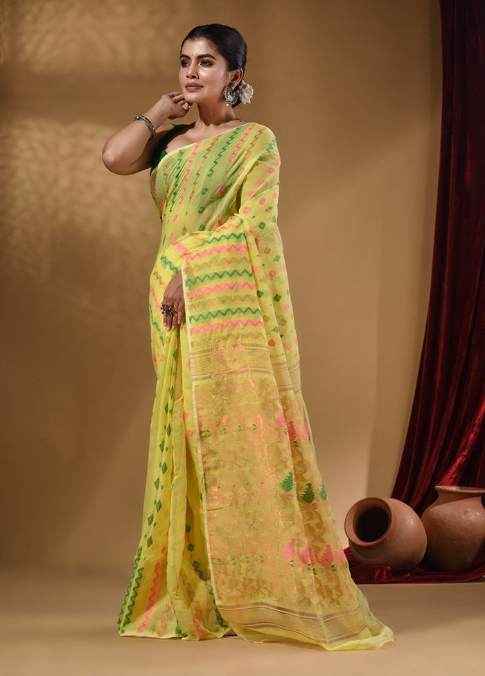 Yellow Tant Jamdani Saree With Blouse Piece - Indian Silk House Agencies