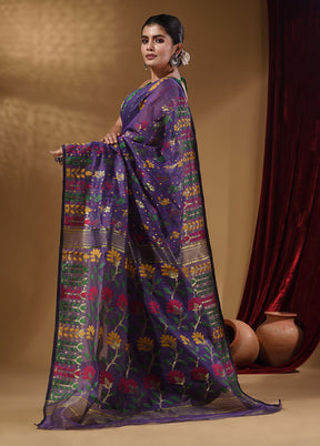 Violet Tant Jamdani Saree With Blouse Piece - Indian Silk House Agencies