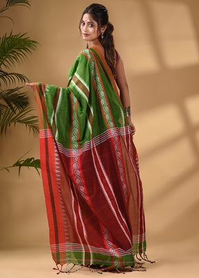 Green Pure Cotton Saree With Blouse Piece - Indian Silk House Agencies