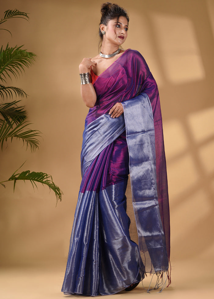 Blue Silk Saree With Blouse Piece - Indian Silk House Agencies