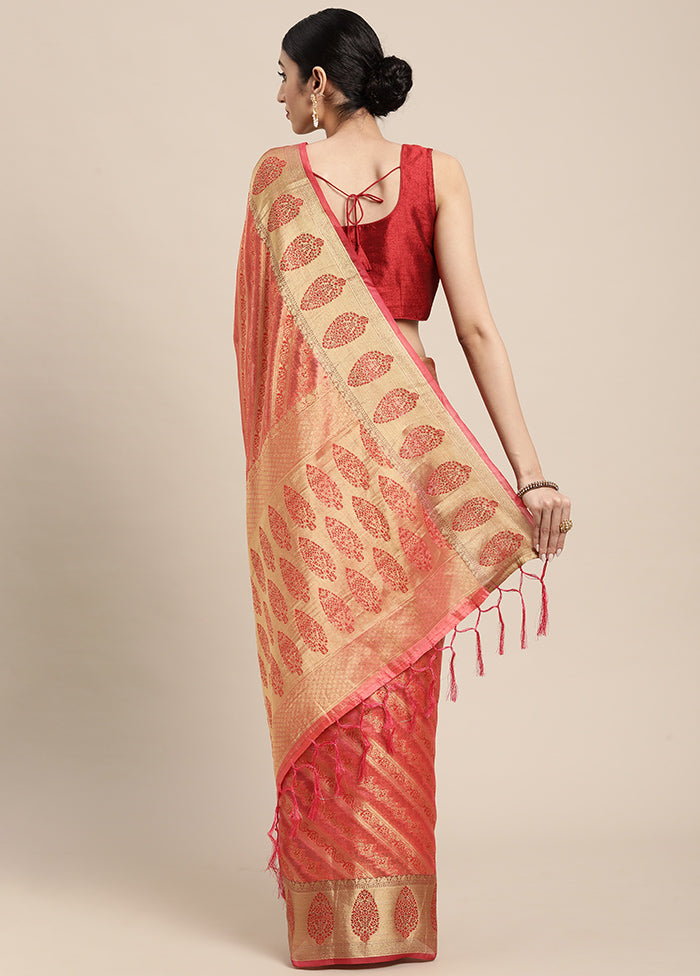 Peach Spun Silk Saree With Blouse Piece - Indian Silk House Agencies