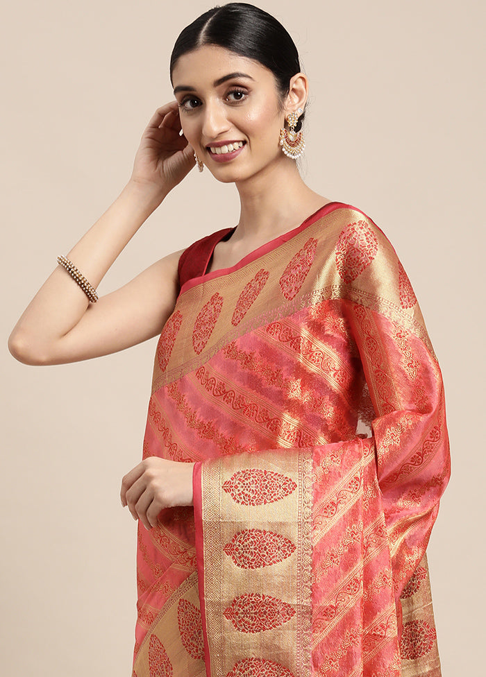 Peach Spun Silk Saree With Blouse Piece - Indian Silk House Agencies