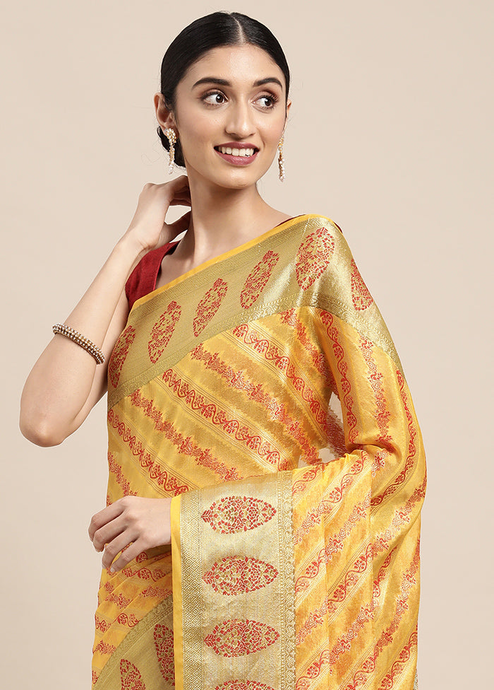 Yellow Spun Silk Saree With Blouse Piece - Indian Silk House Agencies