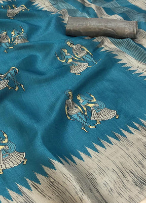 Blue Spun Silk Woven Saree With Blouse Piece - Indian Silk House Agencies