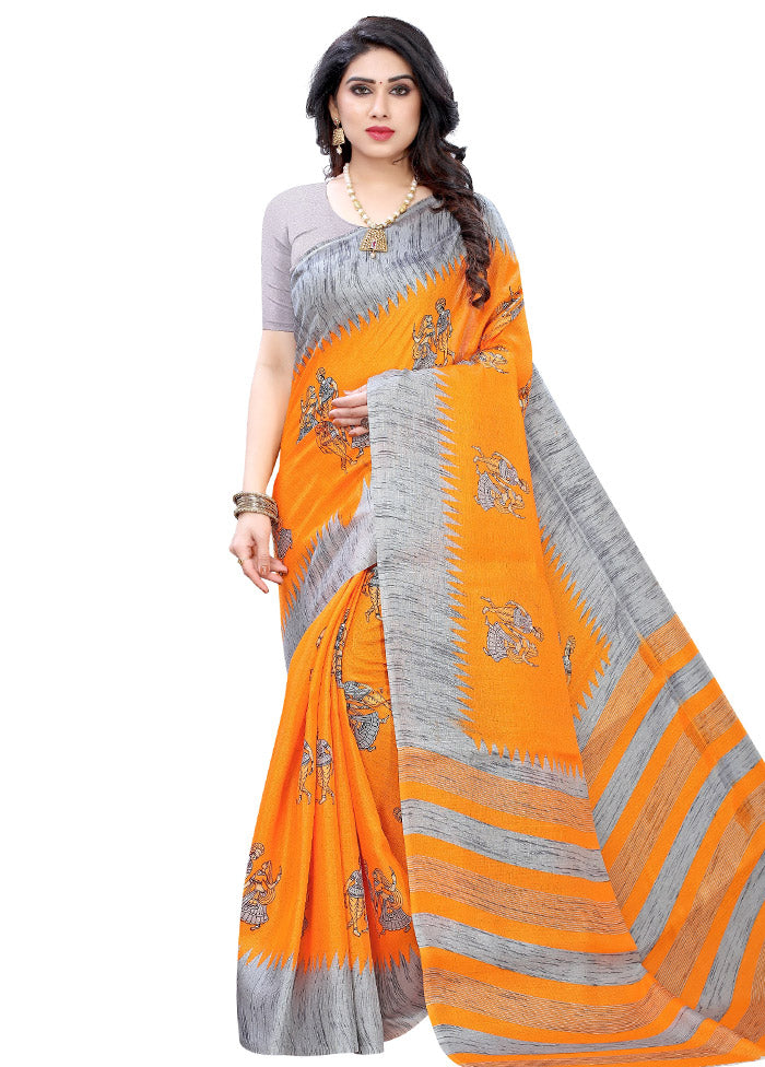 Orange Spun Silk Woven Saree With Blouse Piece - Indian Silk House Agencies