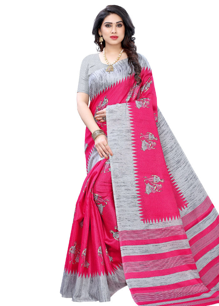 Pink Spun Silk Woven Saree With Blouse Piece - Indian Silk House Agencies