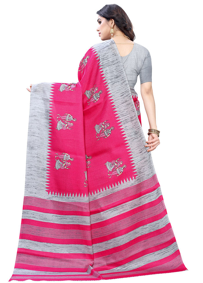 Pink Spun Silk Woven Saree With Blouse Piece - Indian Silk House Agencies