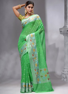 Green Georgette Saree With Blouse Piece - Indian Silk House Agencies