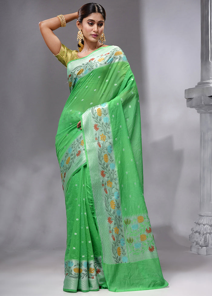 Green Georgette Saree With Blouse Piece - Indian Silk House Agencies