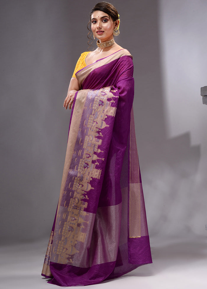 Purple Georgette Saree With Blouse Piece - Indian Silk House Agencies