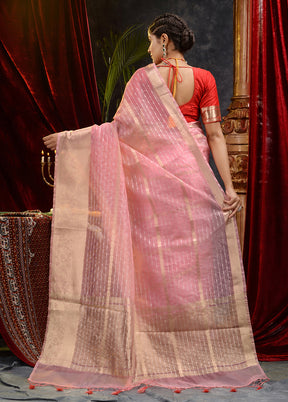 Pink Organza Saree With Blouse Piece - Indian Silk House Agencies