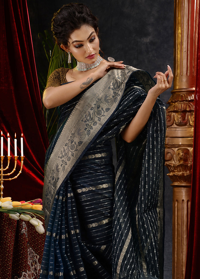 Black Organza Saree With Blouse Piece - Indian Silk House Agencies