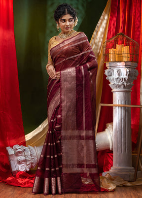 Brown Organza Saree With Blouse Piece - Indian Silk House Agencies