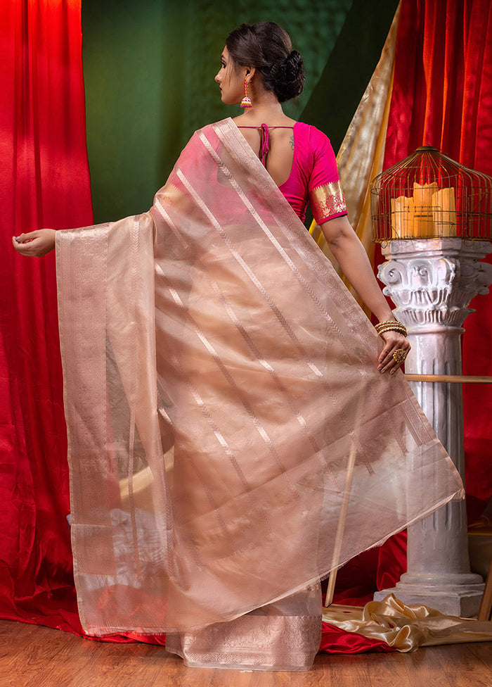 Beige Organza Saree With Blouse Piece - Indian Silk House Agencies