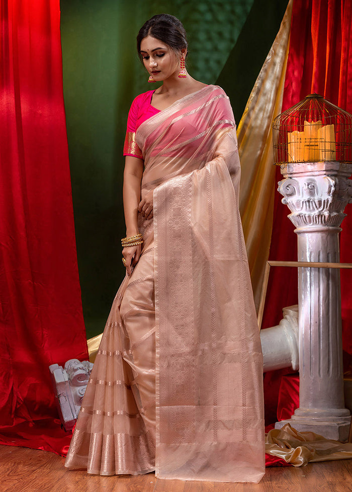 Beige Organza Saree With Blouse Piece - Indian Silk House Agencies