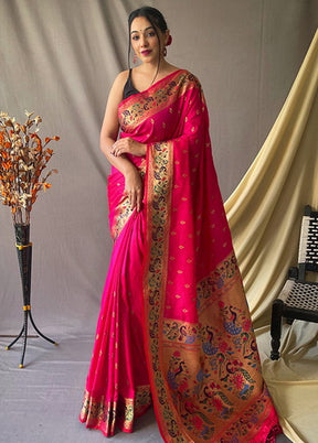 Pink Zari Woven Spun Silk Saree With Blouse - Indian Silk House Agencies