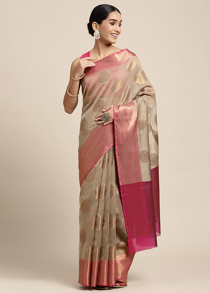 Beige Spun Silk Saree With Blouse Piece - Indian Silk House Agencies