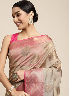 Beige Spun Silk Saree With Blouse Piece - Indian Silk House Agencies