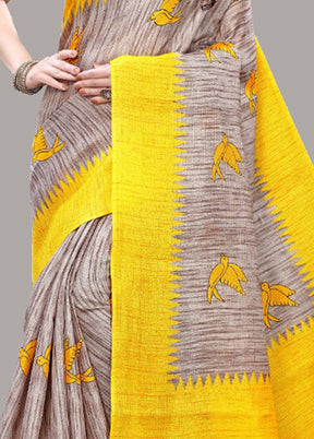 Yellow Spun Silk Woven Saree With Blouse Piece - Indian Silk House Agencies