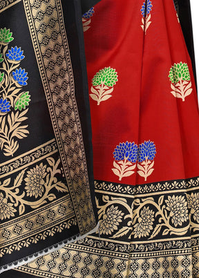 Red Spun Silk Woven Saree With Blouse Piece - Indian Silk House Agencies