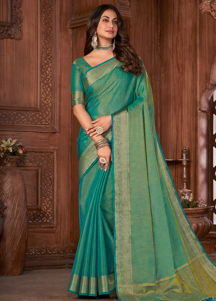 Rama Cotton Saree With Blouse Piece - Indian Silk House Agencies