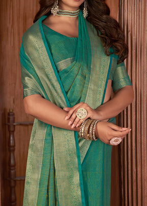 Rama Cotton Saree With Blouse Piece - Indian Silk House Agencies