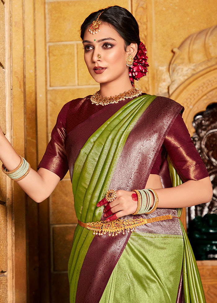 Multicolor Kanjivaram Silk Saree With Blouse Piece - Indian Silk House Agencies