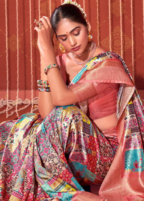 Multicolor Dupion Silk Saree With Blouse Piece - Indian Silk House Agencies