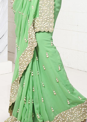 Light Green Georgette Saree With Blouse Piece - Indian Silk House Agencies