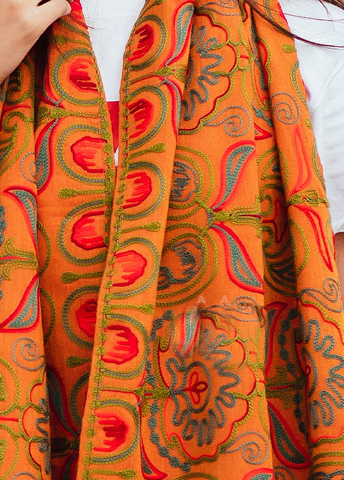 Orange Khadi Scarf - Indian Silk House Agencies