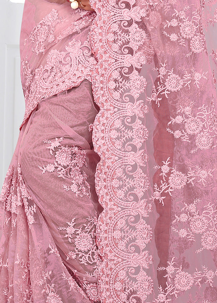 Light Pink Organza Saree With Blouse Piece - Indian Silk House Agencies