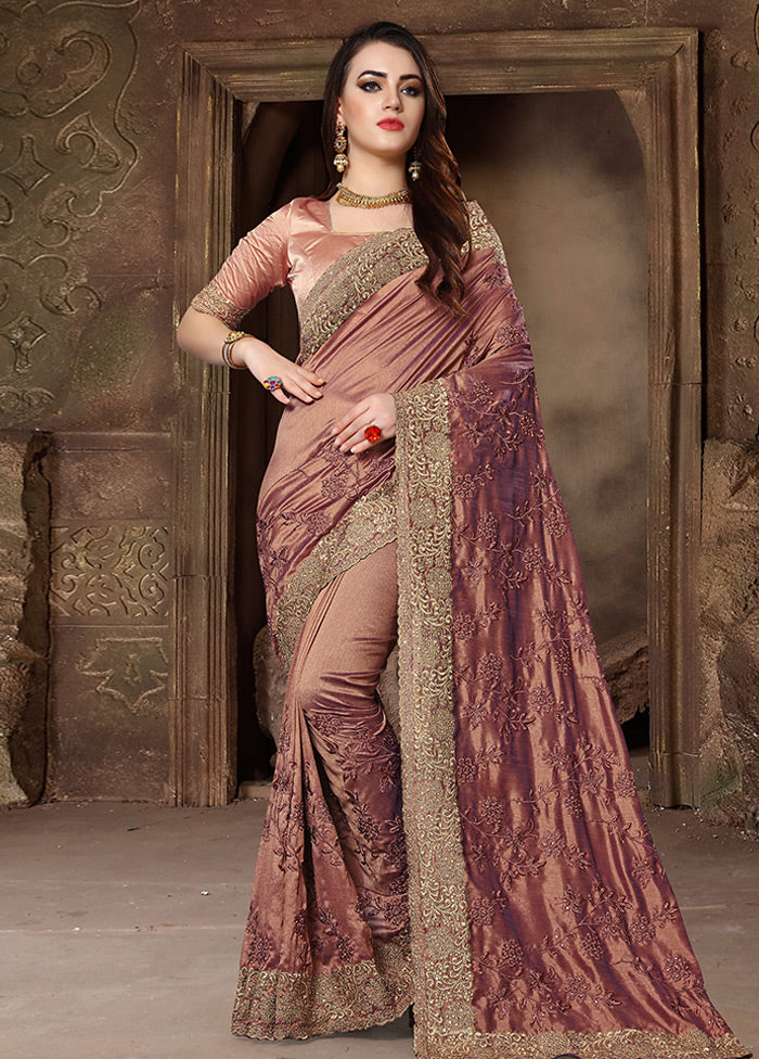 Light Brown Dupion Silk Saree With Blouse Piece - Indian Silk House Agencies