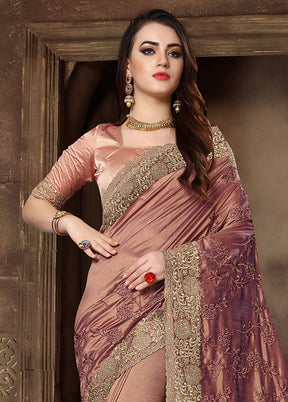 Light Brown Dupion Silk Saree With Blouse Piece - Indian Silk House Agencies