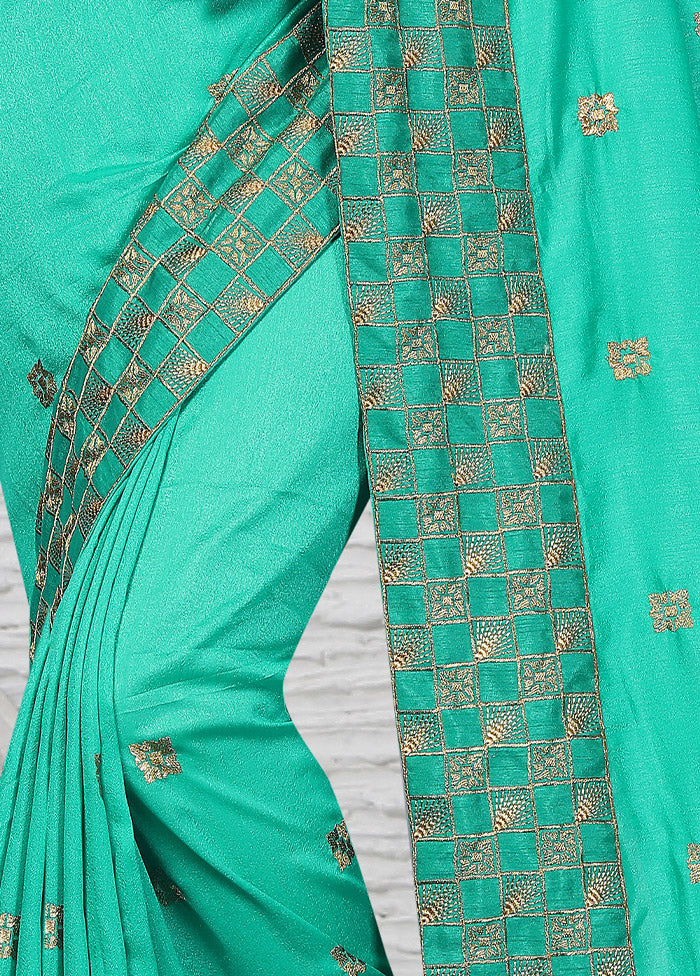 Sea Green Dupion Silk Saree With Blouse Piece - Indian Silk House Agencies