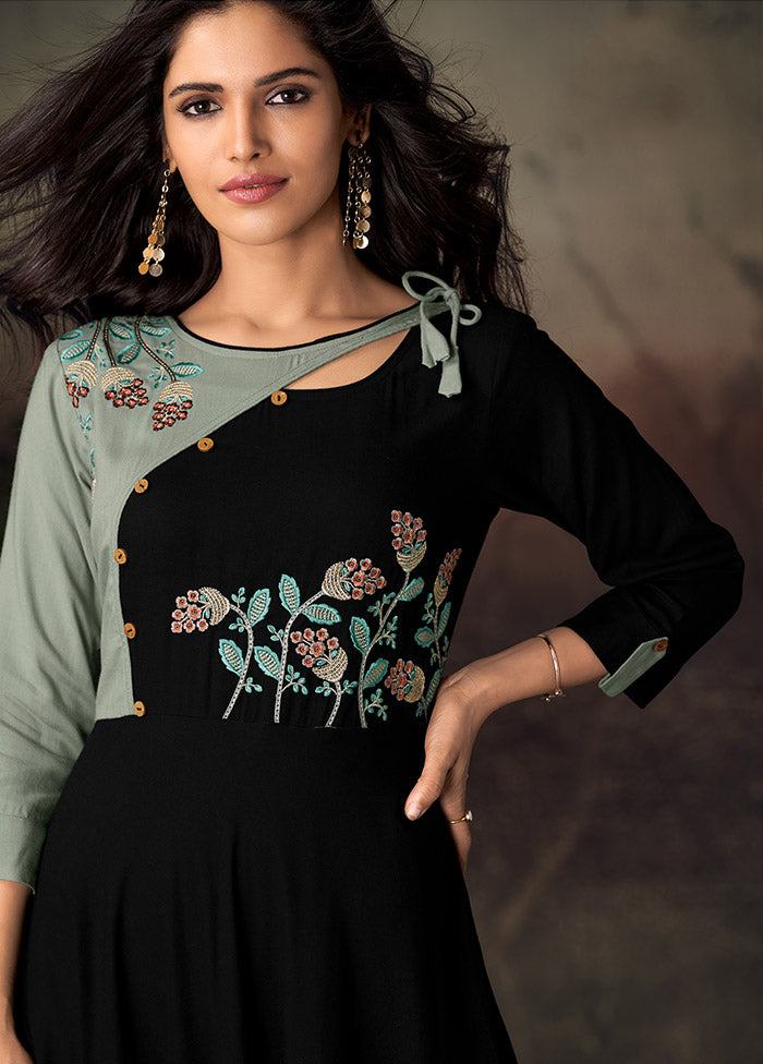 Black Readymade Rayon Gown - Indian Silk House Agencies
