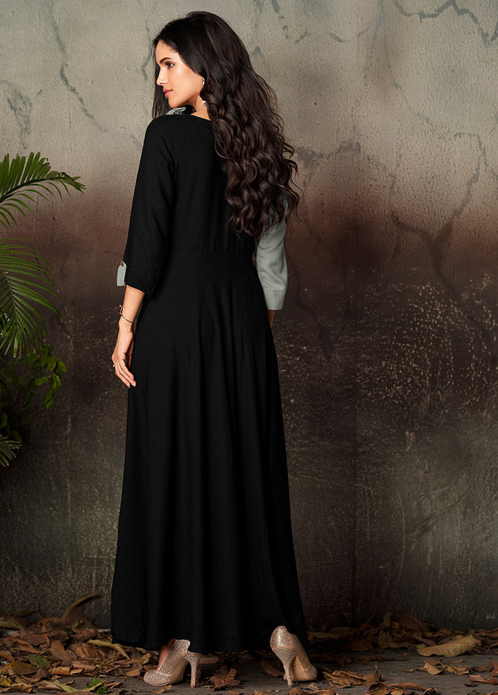 Black Readymade Rayon Gown - Indian Silk House Agencies