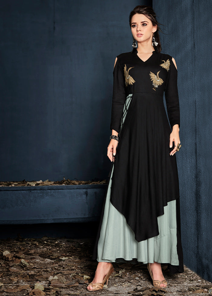 Black Readymade Rayon Gown - Indian Silk House Agencies