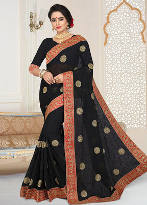 Black Georgette Saree With Blouse Piece - Indian Silk House Agencies