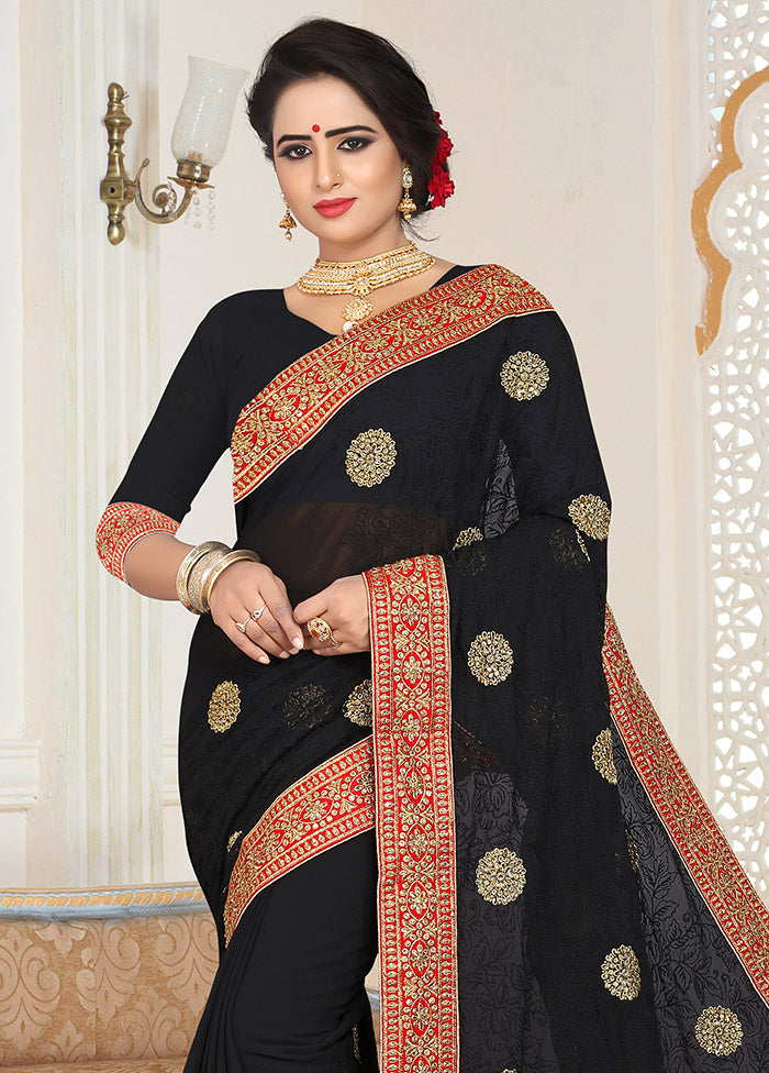 Black Georgette Saree With Blouse Piece - Indian Silk House Agencies