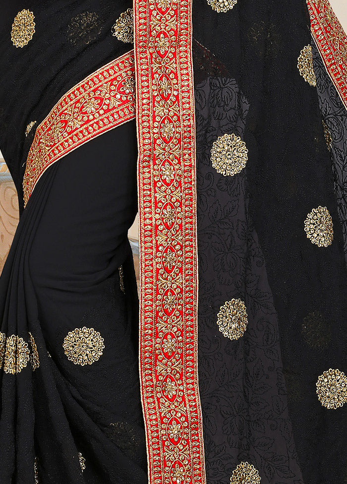 Black Georgette Saree With Blouse Piece - Indian Silk House Agencies