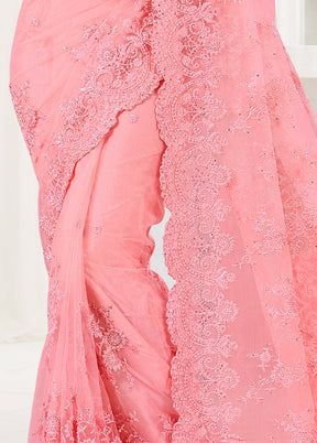 Pink Organza Saree With Blouse Piece - Indian Silk House Agencies