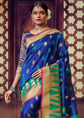 Royal Blue Dupion Silk Saree With Blouse Piece - Indian Silk House Agencies