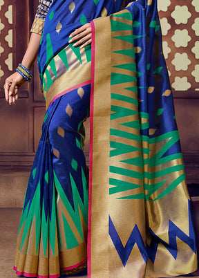 Royal Blue Dupion Silk Saree With Blouse Piece - Indian Silk House Agencies
