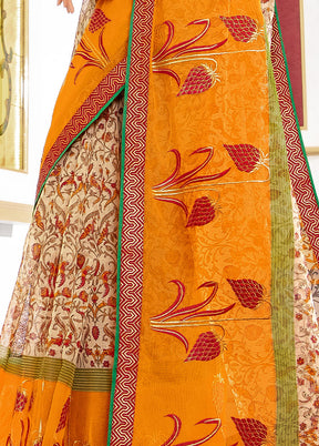 Beige Organza Saree With Blouse Piece - Indian Silk House Agencies