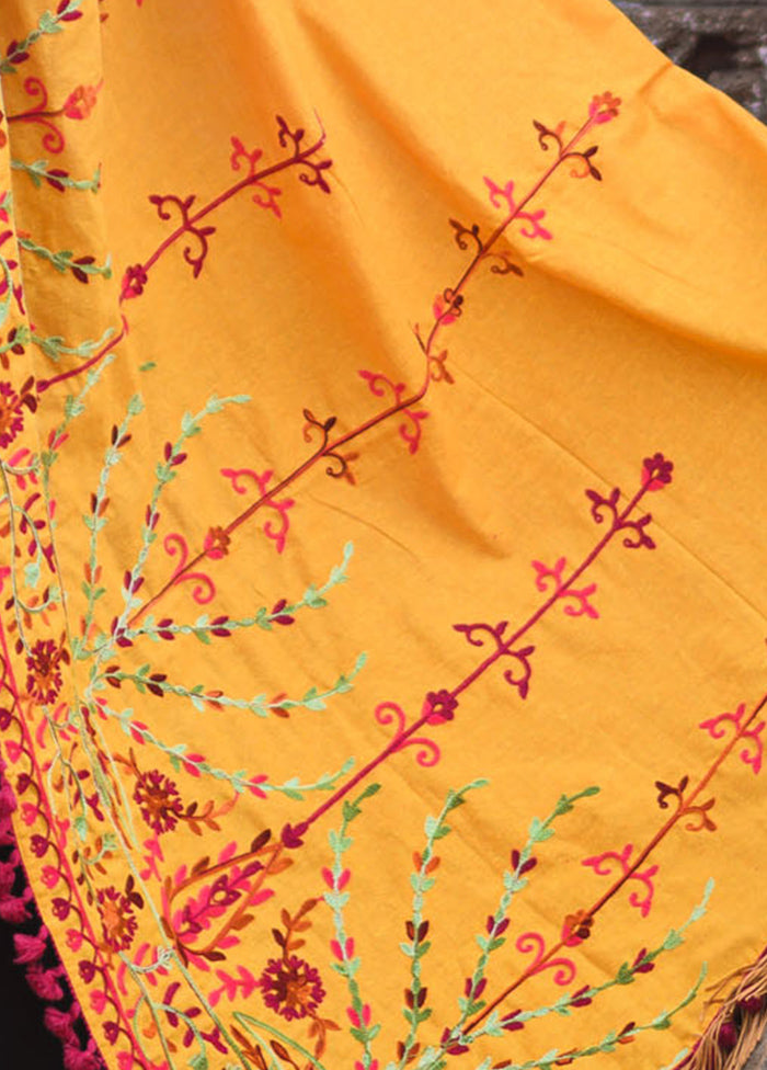 Mustard Yellow Khadi Dupatta - Indian Silk House Agencies