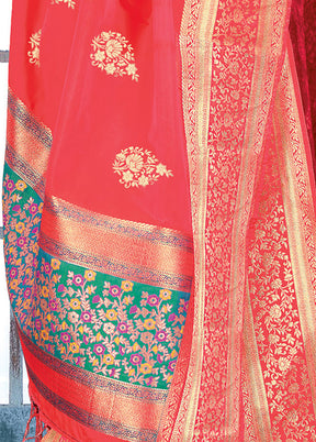 Old Rose Pink Banarasi Art Silk Dupatta - Indian Silk House Agencies