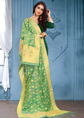 Green Banarasi Art Silk Dupatta - Indian Silk House Agencies