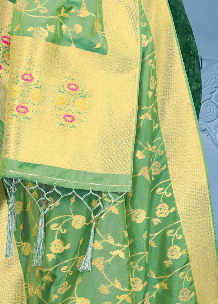 Green Banarasi Art Silk Dupatta - Indian Silk House Agencies